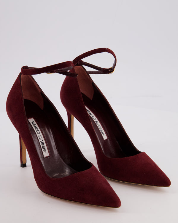 Manolo Blahnik Wine Red Suede BB Heel 105 Size EU 35