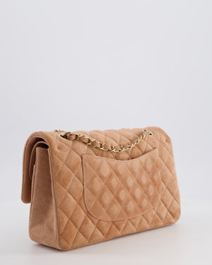 *SUPER RARE* Chanel Caramel Medium Classic Double Flap Bag in Suede Leather with Champagne Gold Hardware