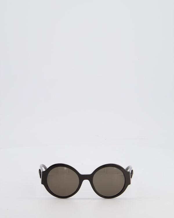 Chanel Dark Brown Round Acetate Sunglasses with Logo Arms