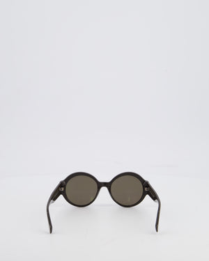 Chanel Dark Brown Round Acetate Sunglasses with Logo Arms