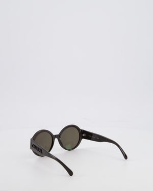 Chanel Dark Brown Round Acetate Sunglasses with Logo Arms