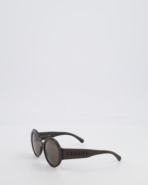 Chanel Dark Brown Round Acetate Sunglasses with Logo Arms