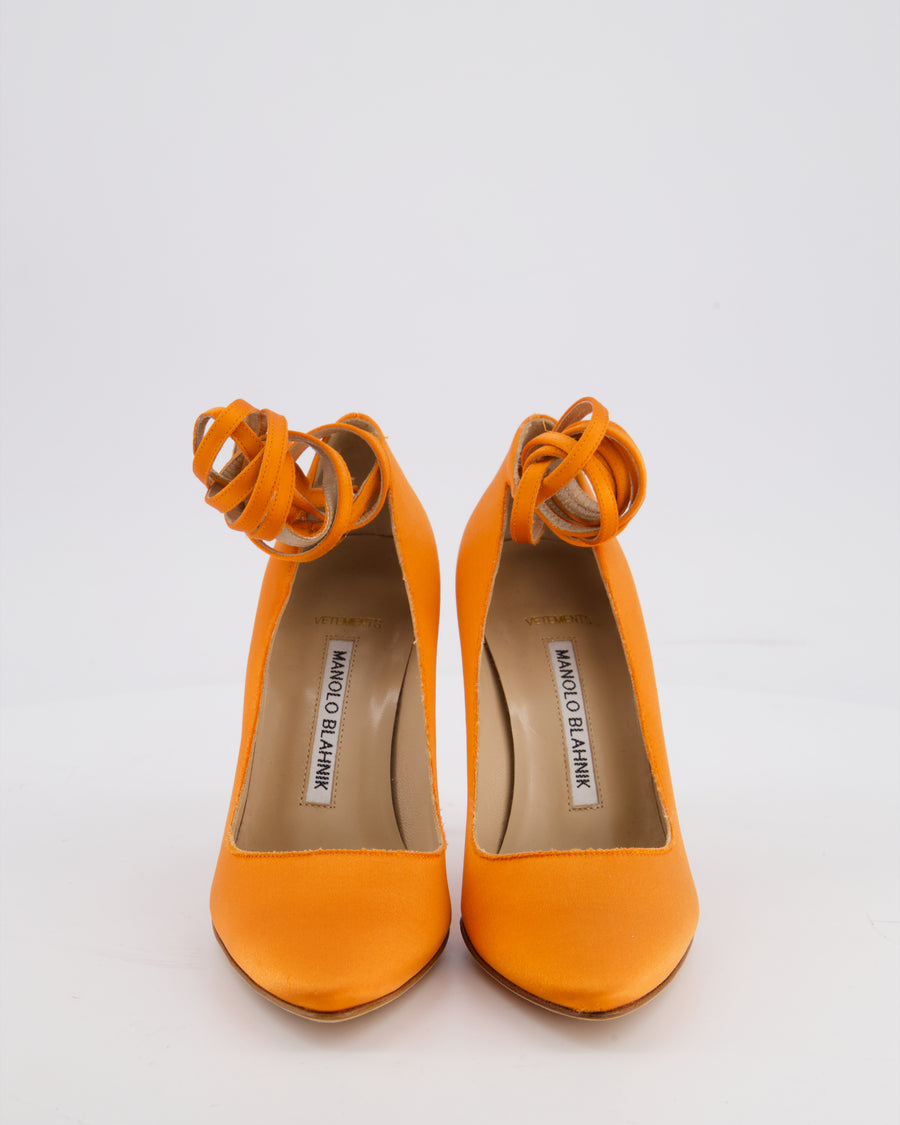 Manolo Blahnik x Vetements Orange Satin BB Heel 90 Size EU 35
