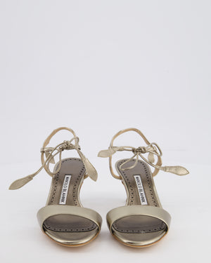Manolo Blahnik Gunmetal Silver Lace-Up Kitten Heels Size EU 35