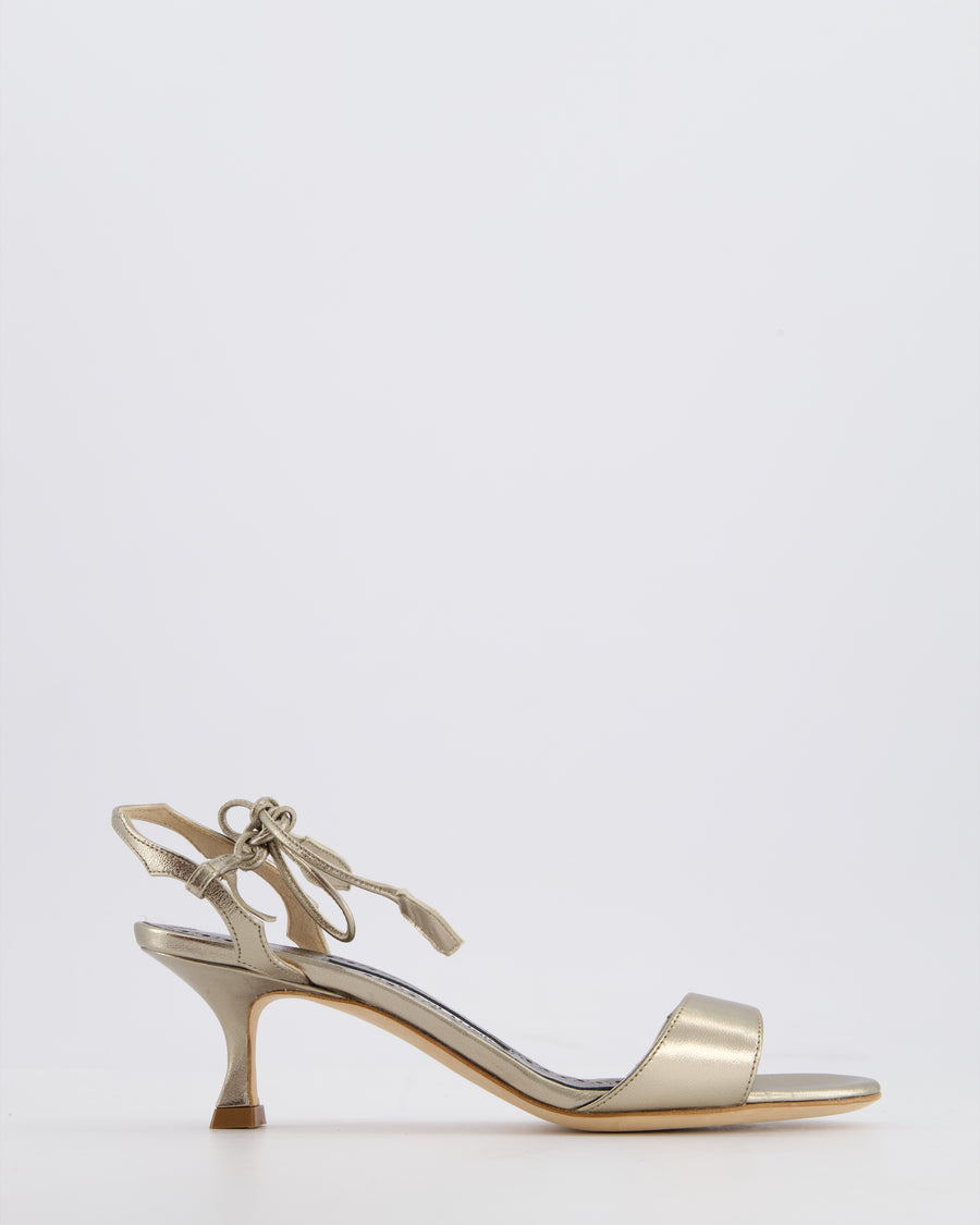 Manolo Blahnik Gunmetal Silver Lace-Up Kitten Heels Size EU 35