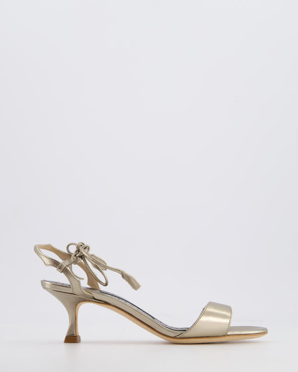 Manolo Blahnik Gunmetal Silver Lace-Up Kitten Heels Size EU 35