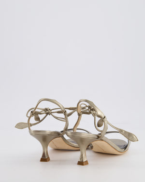 Manolo Blahnik Gunmetal Silver Lace-Up Kitten Heels Size EU 35