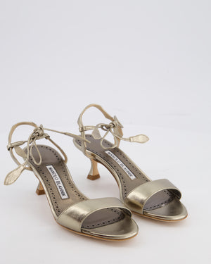Manolo Blahnik Gunmetal Silver Lace-Up Kitten Heels Size EU 35