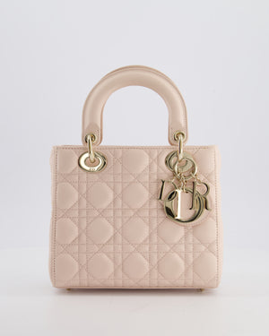 Christian Dior Pale Pink Small Lady Dior My ABCDior Bag In Cannage Lambskin with Champagne Gold Hardware RRP £5,000