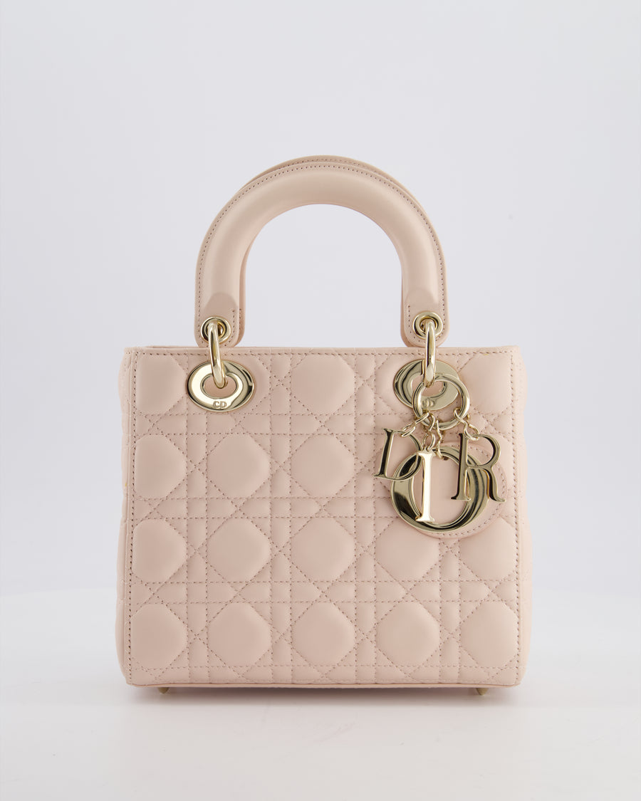 Christian Dior Pale Pink Small Lady Dior My ABCDior Bag In Cannage Lambskin with Champagne Gold Hardware RRP £5,000