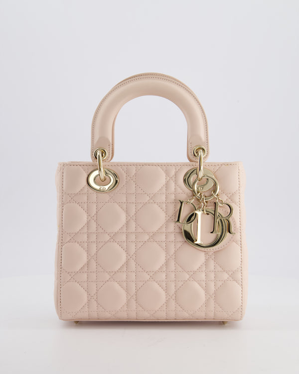 Christian Dior Pale Pink Small Lady Dior My ABCDior Bag In Cannage Lambskin with Champagne Gold Hardware RRP £5,000