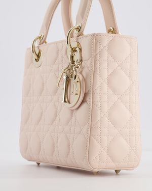 Christian Dior Pale Pink Small Lady Dior My ABCDior Bag In Cannage Lambskin with Champagne Gold Hardware RRP £5,000