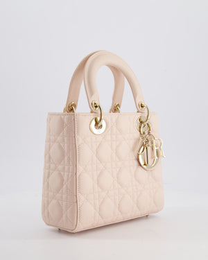 Christian Dior Pale Pink Small Lady Dior My ABCDior Bag In Cannage Lambskin with Champagne Gold Hardware RRP £5,000