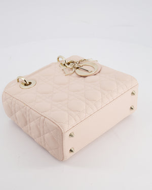 Christian Dior Pale Pink Small Lady Dior My ABCDior Bag In Cannage Lambskin with Champagne Gold Hardware RRP £5,000