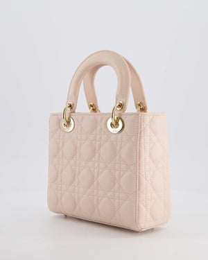 Christian Dior Pale Pink Small Lady Dior My ABCDior Bag In Cannage Lambskin with Champagne Gold Hardware RRP £5,000
