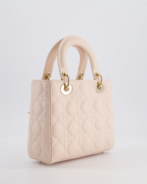Christian Dior Pale Pink Small Lady Dior My ABCDior Bag In Cannage Lambskin with Champagne Gold Hardware RRP £5,000