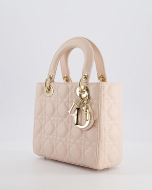 Christian Dior Pale Pink Small Lady Dior My ABCDior Bag In Cannage Lambskin with Champagne Gold Hardware RRP £5,000