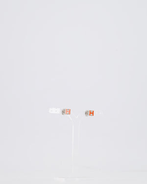 Hermes Cage D'H Earrings in Orange with Silver Hardware