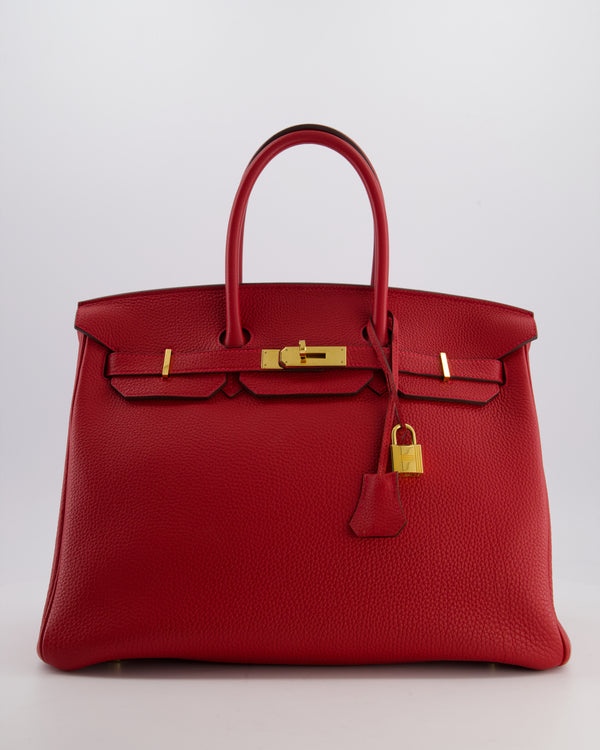Hermès Birkin 35 Retourne Bag in Rouge Casaque Togo Leather with Gold Hardware