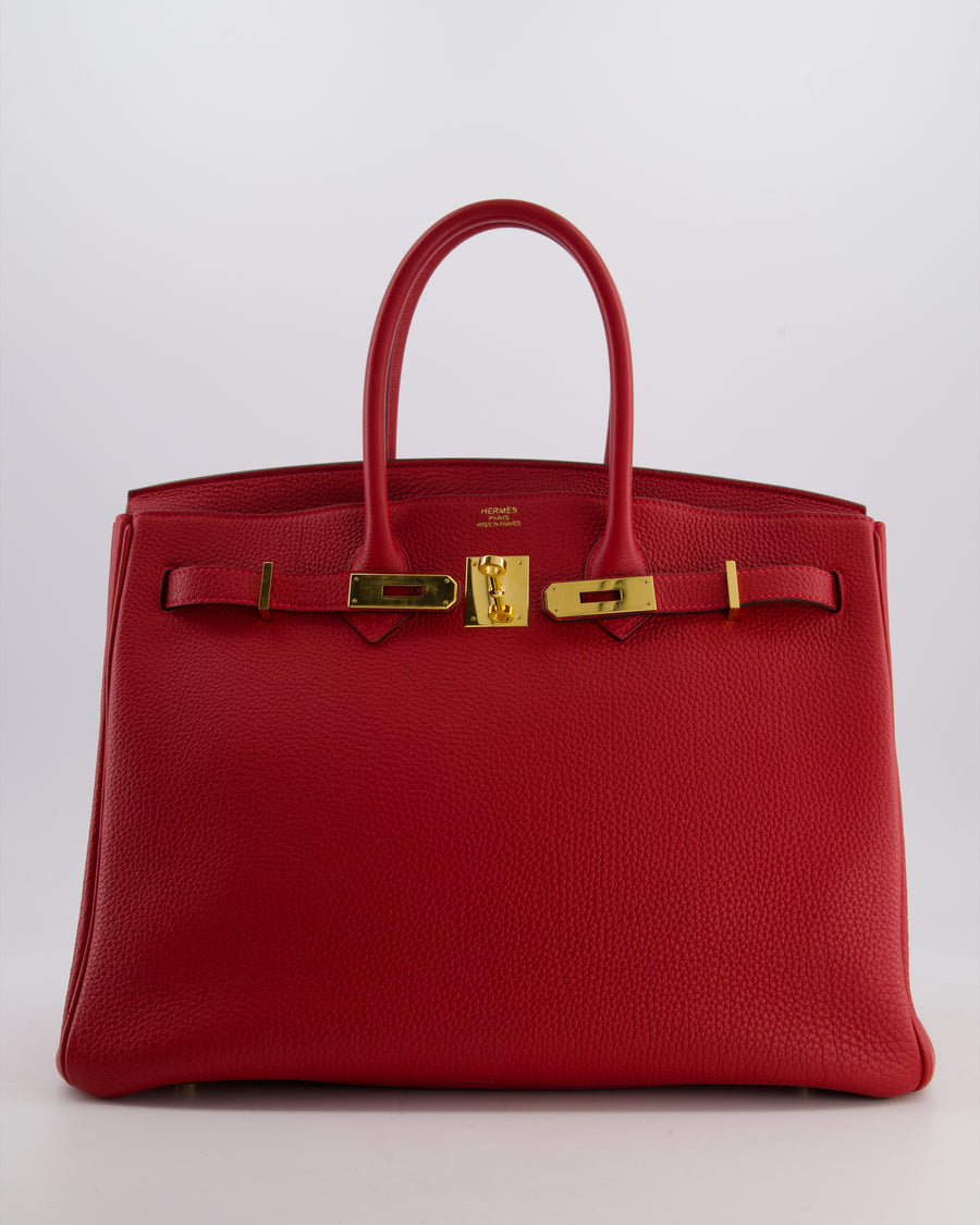 Hermès Birkin 35 Retourne Bag in Rouge Casaque Togo Leather with Gold Hardware