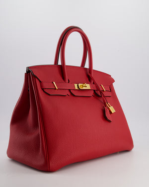 Hermès Birkin 35 Retourne Bag in Rouge Casaque Togo Leather with Gold Hardware
