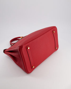 Hermès Birkin 35 Retourne Bag in Rouge Casaque Togo Leather with Gold Hardware