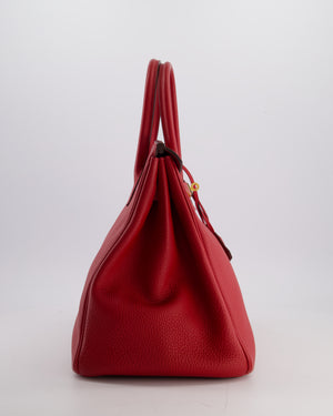 Hermès Birkin 35 Retourne Bag in Rouge Casaque Togo Leather with Gold Hardware
