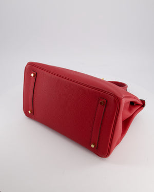 Hermès Birkin 35 Retourne Bag in Rouge Casaque Togo Leather with Gold Hardware