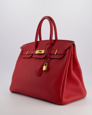 Hermès Birkin 35 Retourne Bag in Rouge Casaque Togo Leather with Gold Hardware