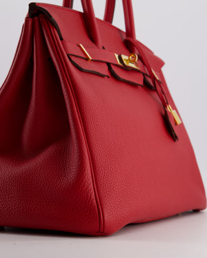 Hermès Birkin 35 Retourne Bag in Rouge Casaque Togo Leather with Gold Hardware
