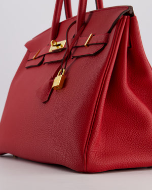 Hermès Birkin 35 Retourne Bag in Rouge Casaque Togo Leather with Gold Hardware