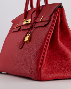 Hermès Birkin 35 Retourne Bag in Rouge Casaque Togo Leather with Gold Hardware