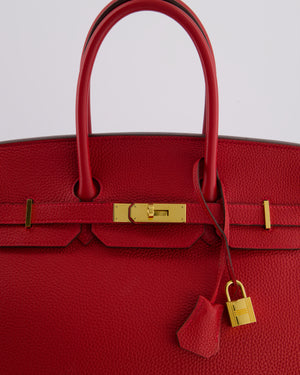 Hermès Birkin 35 Retourne Bag in Rouge Casaque Togo Leather with Gold Hardware