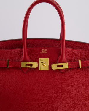 Hermès Birkin 35 Retourne Bag in Rouge Casaque Togo Leather with Gold Hardware