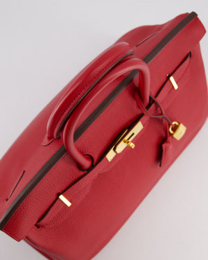Hermès Birkin 35 Retourne Bag in Rouge Casaque Togo Leather with Gold Hardware