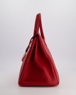 Hermès Birkin 35 Retourne Bag in Rouge Casaque Togo Leather with Gold Hardware