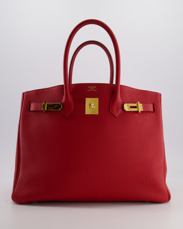 Hermès Birkin 35 Retourne Bag in Rouge Casaque Togo Leather with Gold Hardware