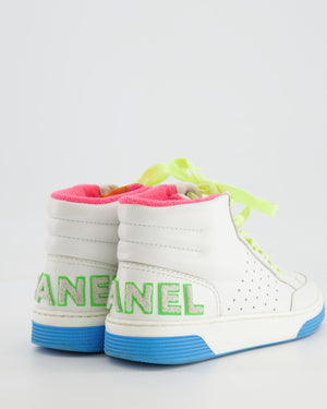 Chanel White and Multicolour Trainers with Green Logo Detail Size EU 38