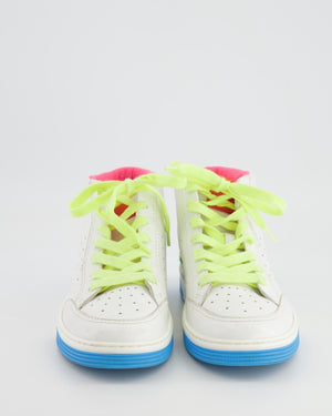 Chanel White and Multicolour Trainers with Green Logo Detail Size EU 38