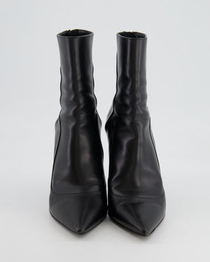 Christian Dior Black Leather Heeled Pointed Ankle Boots Size EU 37.5