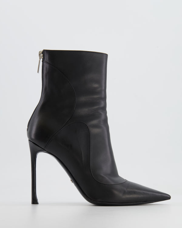 Christian Dior Black Leather Heeled Pointed Ankle Boots Size EU 37.5