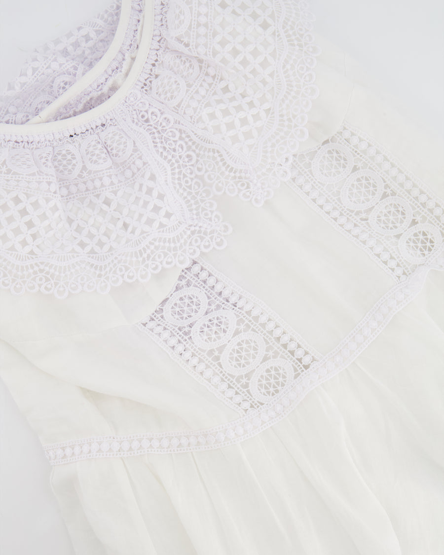 Charo Ruiz White Mini Dress with Lace Details Size M (UK 10)