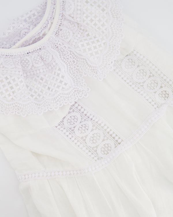 Charo Ruiz White Mini Dress with Lace Details Size M (UK 10)