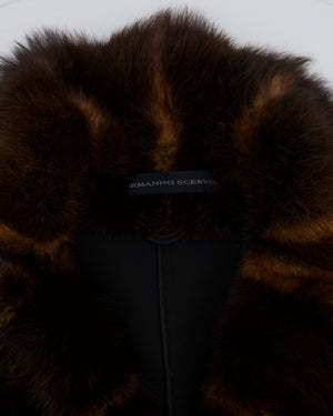 Ermanno Scervino Black Gilet with Brown Fur Trim Size IT 42 (UK 10)