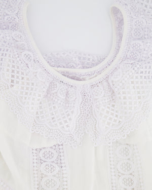 Charo Ruiz White Mini Dress with Lace Details Size M (UK 10)