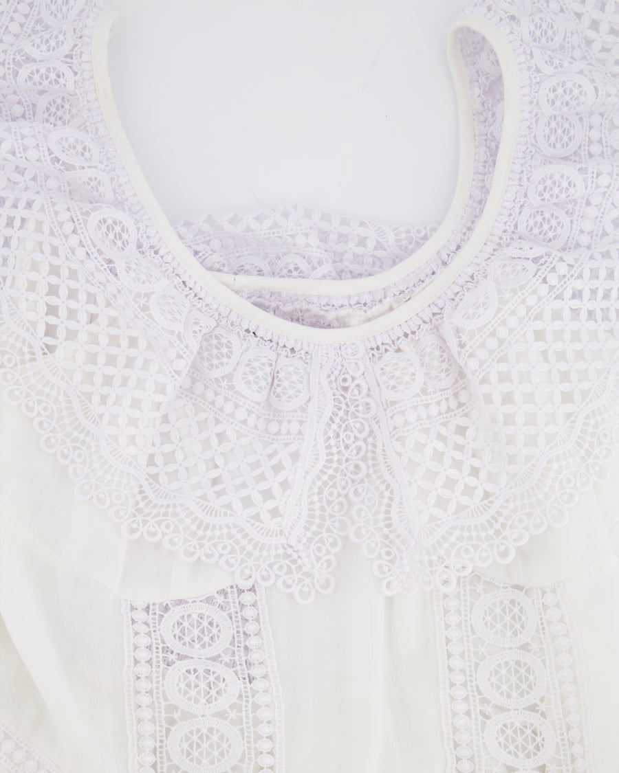 Charo Ruiz White Mini Dress with Lace Details Size M (UK 10)