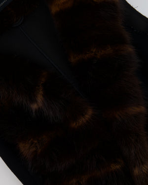 Ermanno Scervino Black Gilet with Brown Fur Trim Size IT 42 (UK 10)