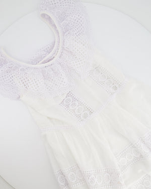 Charo Ruiz White Mini Dress with Lace Details Size M (UK 10)