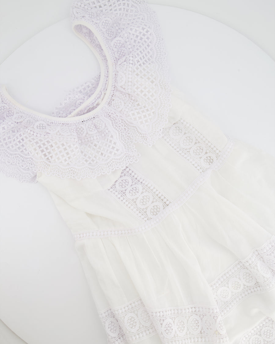 Charo Ruiz White Mini Dress with Lace Details Size M (UK 10)