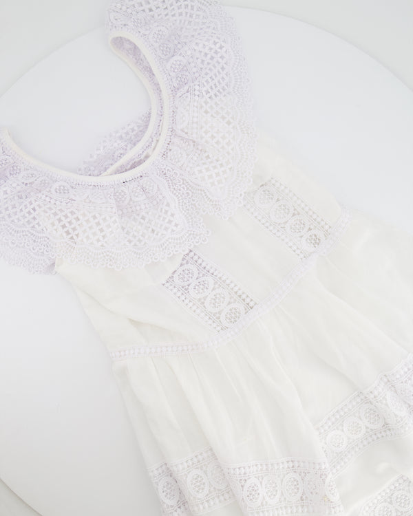 Charo Ruiz White Mini Dress with Lace Details Size M (UK 10)